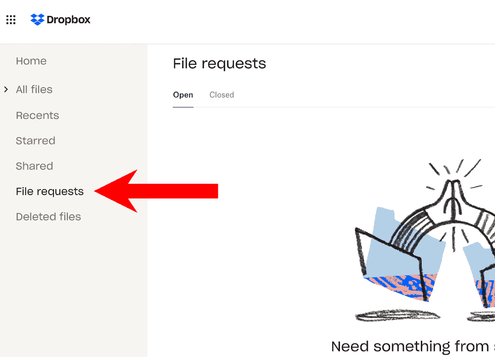 درخواست فایل در دراپ باکس