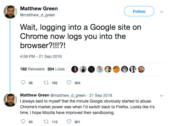 عکس توییت متیو گرین در مورد تردید خود علیه گوگل