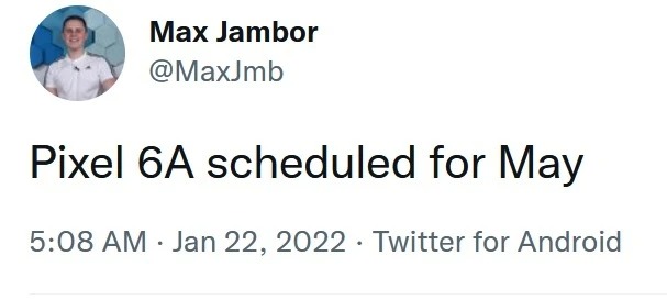 توییت آقای Max Jambor در مورد پیکسل 6a