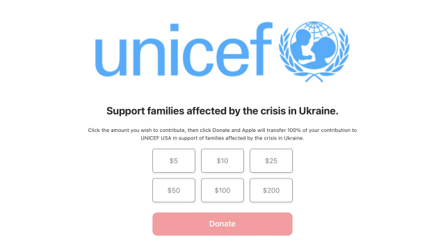 اپل اکنون برای کمک به اوکراین کمک‌های مالی می‌پذیرد